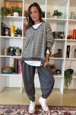 The Sunday Morning Stripe V Slouch Sweatshirt Greys Melange